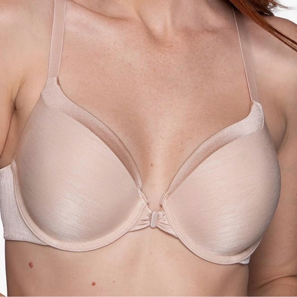 Vanity Fair Nude Plunge Push-Up Front Close Bra 38DD NWT